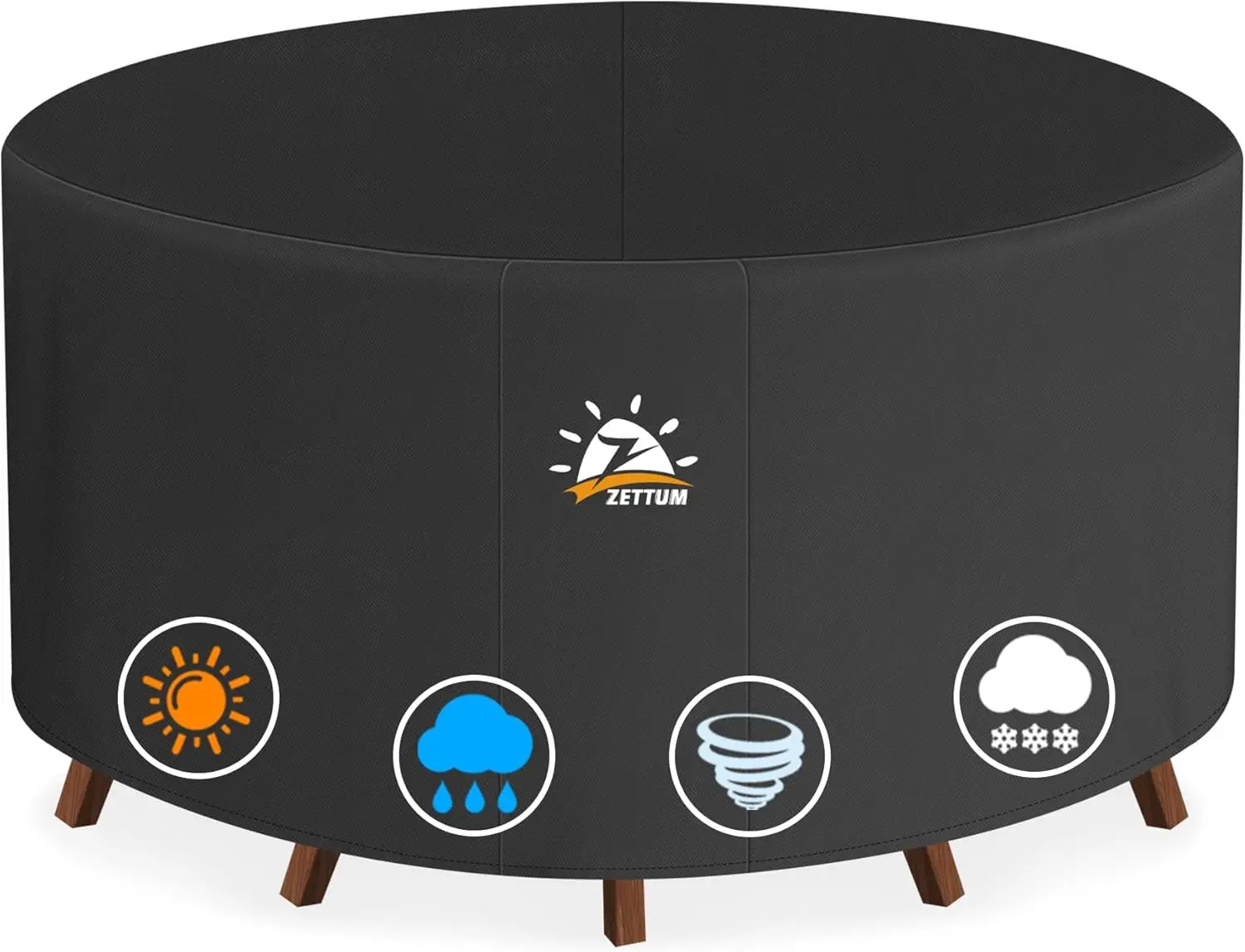 

80 Inch Round Outdoor Table Cover - 600D Waterproof Heavy Duty Furniture Protection for Patio Dining Set