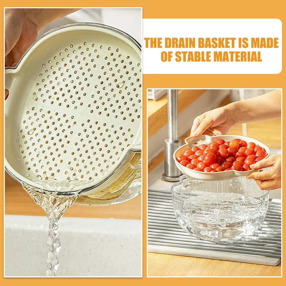 

2Pcs Double Layer Drain Basket Fruit Vegetable Storage Kitchen Accessory Multi-Function Strainer Easy Use