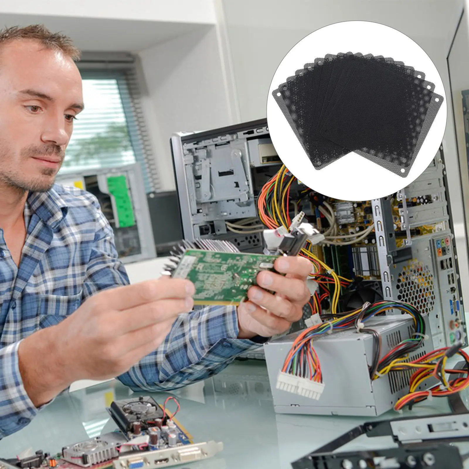 

10 Pcs Filter Washable Fan Computer Case Cooler Filters Dustproof Cover for Black Mesh Cooling Parts