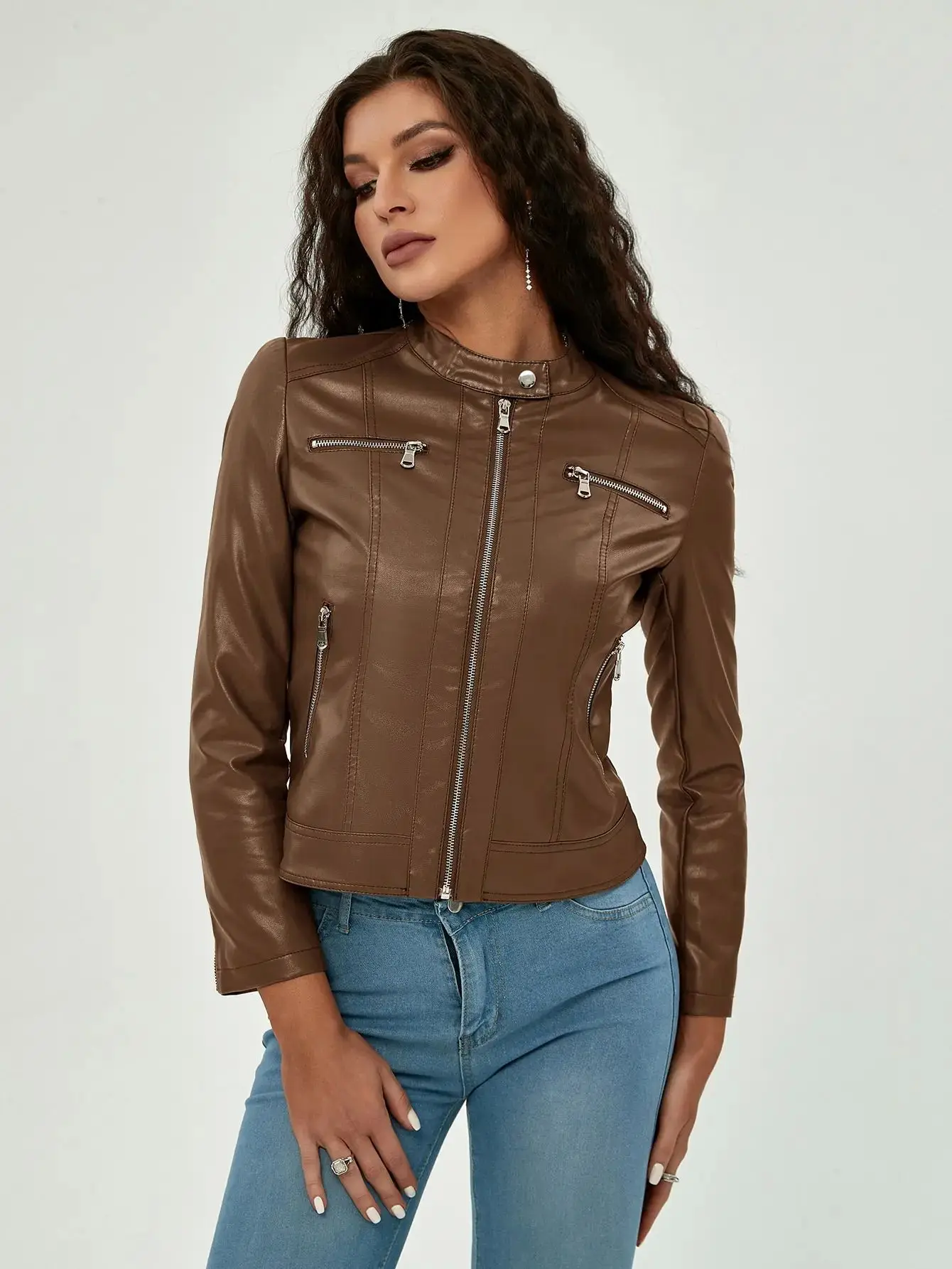 

2024 Женская мода, простая осенне-зимняя верхняя одежда с аналоговым воротником, женское пальто Ele, другой материал 00%