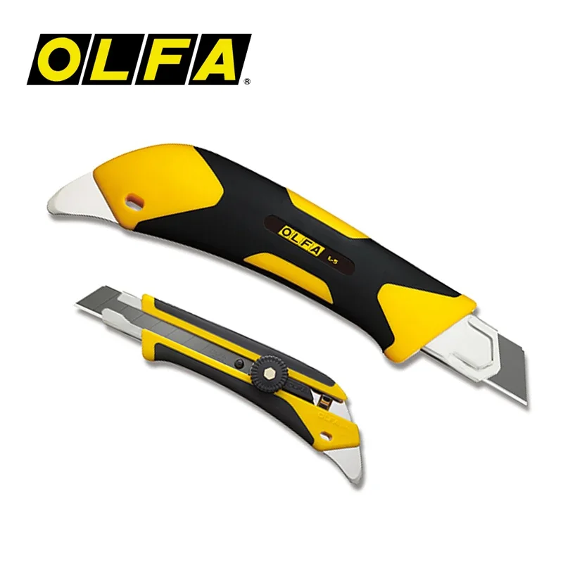 OLFA L-5 Pemotong Tugas Berat X-desain 18Mm Pisau Utilitas dengan Kunci Ratchet Pisau Pemotong Serbaguna Wallpaper Alat Kerajinan