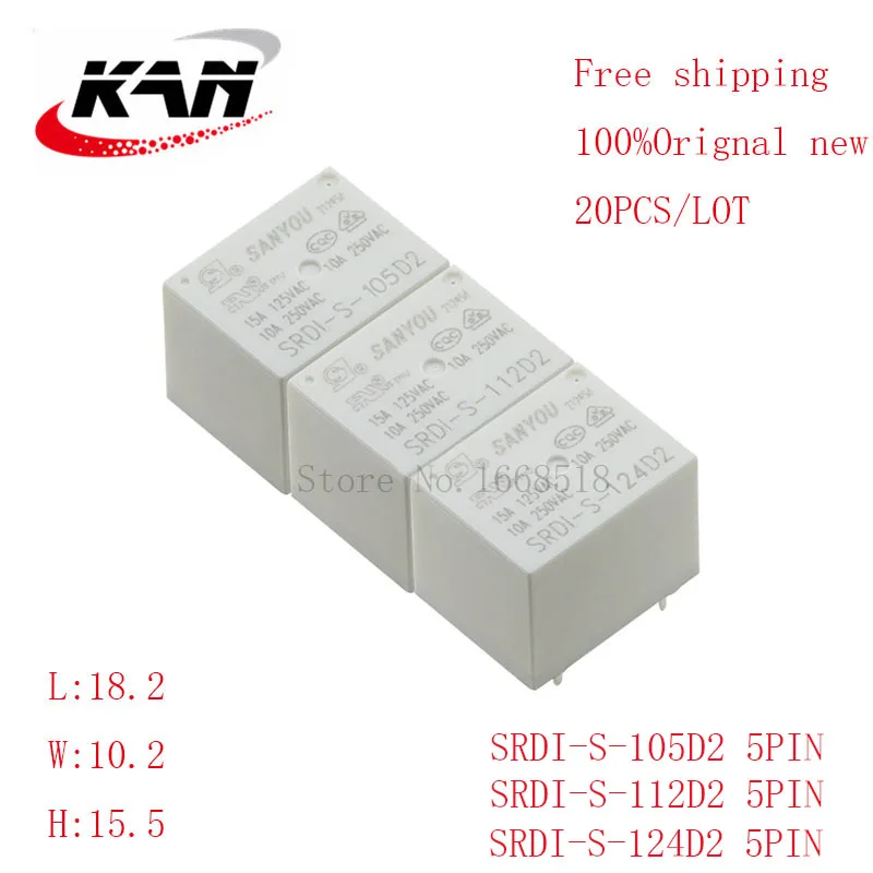 

Free shipping 20pcs Power relay SRDI-S-105D2 SRDI-S-112D2 SRDI-S-124D2 5VDC 12VDC 24VDC 10A 250VAC 5PIN Original New