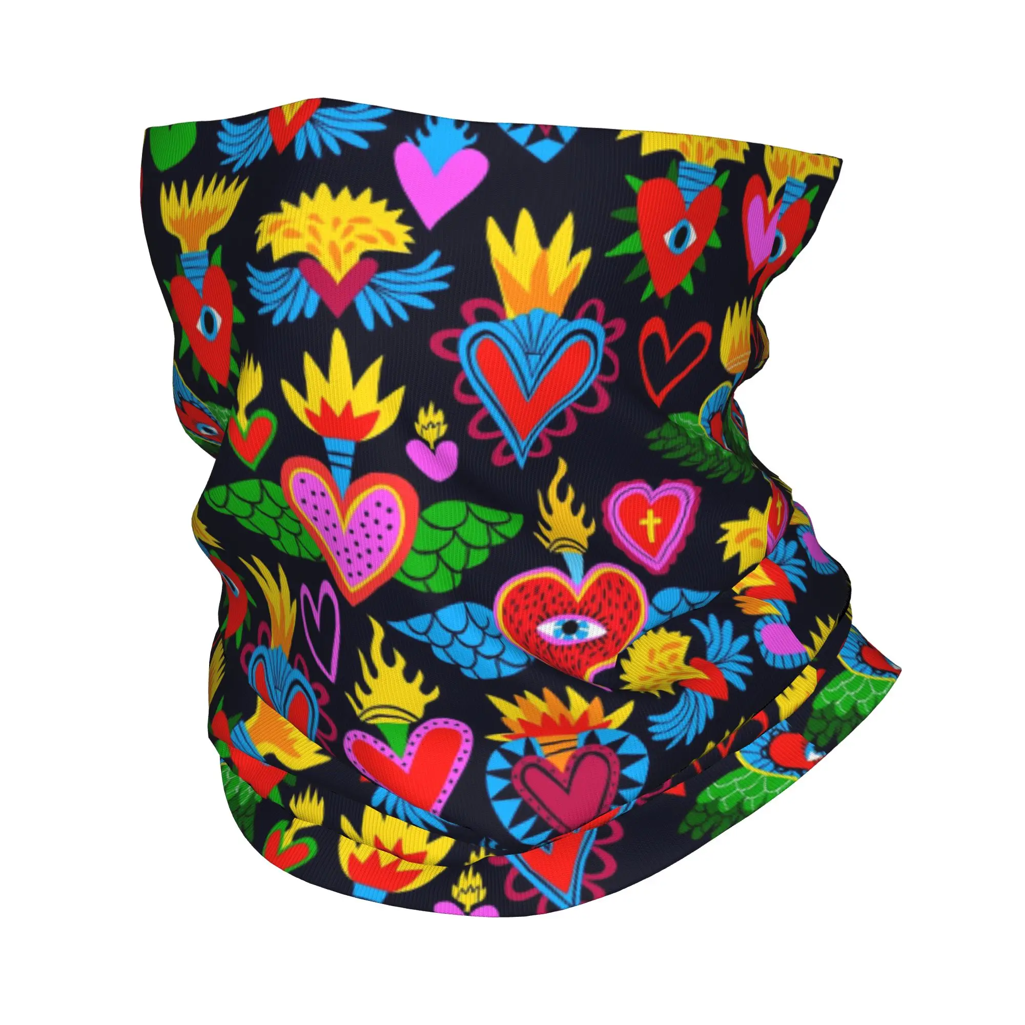

Mexican Heart Milagro pattern Bandana Neck Gaiter Printed Wrap Mask Scarf Multi-use Cycling Scarf Outdoor Sports Unisex Adult