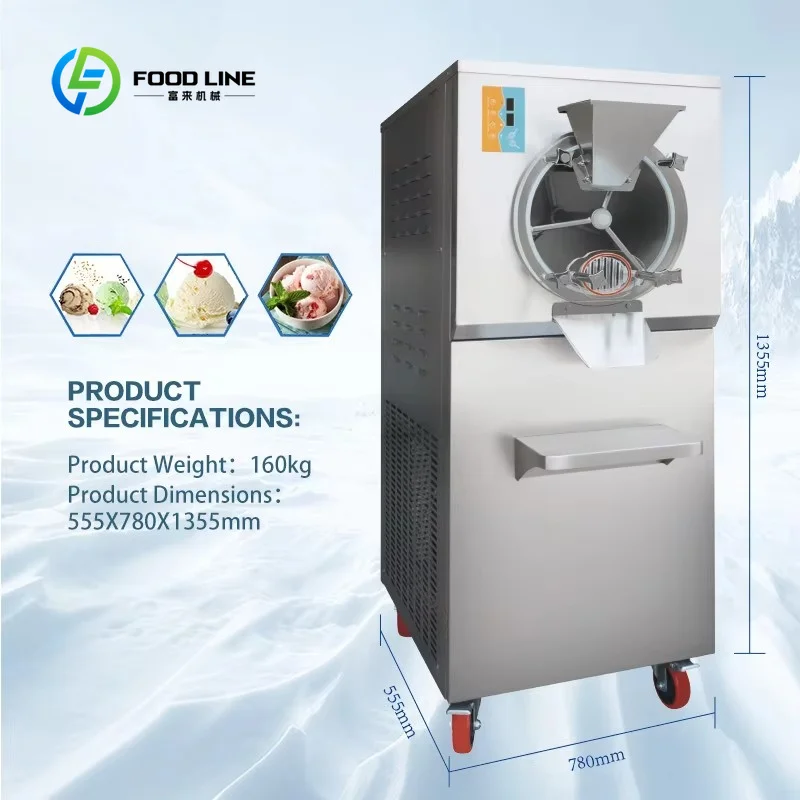 Customized Commercial 110V Hard Ice Cream Machine Italian Ice Cream Gelato Machines for Sale 48-50 L/H Spare Parts