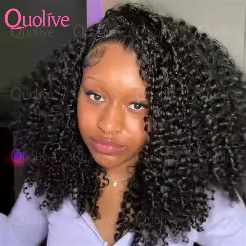 

Curly Half Wig Human Hair 250% Density Wear Go Glueless Wigs 3 In 1 Half Wigs For Women Drawstring Seamless Flip Headband