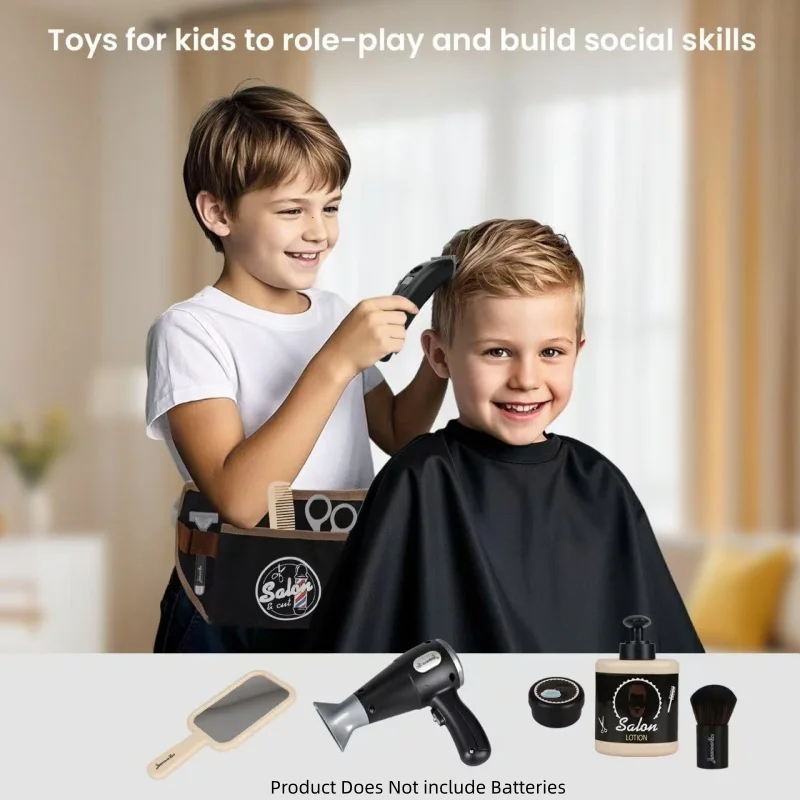 Kids Barber Shop Pretend Play Toy Toddler Hair Salon Toys Playset Kids Shaving Kit for Boys Gift Suitable Boys Ages Gift - Detail 1