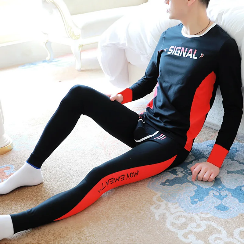Men\'s Autumn Clothes and Pants Set Comfortable Thin Style Trendy Student Thermal Underwear Boy Warm Inner Thread Bottom Lingerie