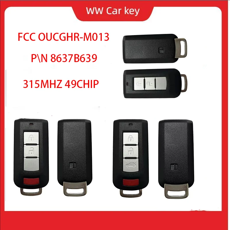 

Номер детали 8637B639 FCC OUCGHR-M013 315 МГц для 2018-2022 Mitsubishi Eclipse Cross 2/3/4 кнопки смарт-ключ