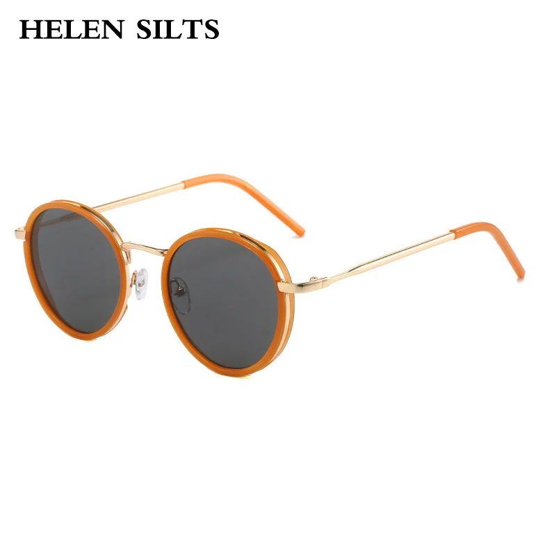 Gafas de sol redondas de Metal de diseñador de marca de lujo para mujer y hombre, gafas de sol populares Vintage, gafas de sol Punk con montura pequeña de Hip Hop UV400