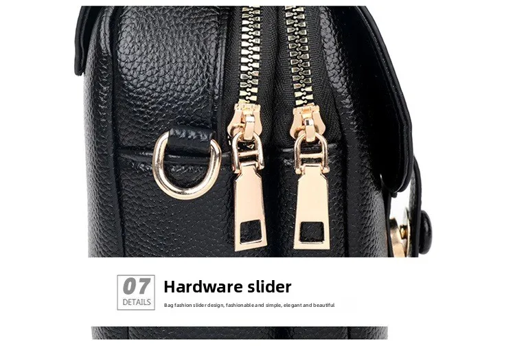 Mini-Multifunktions-Umhängetasche aus Leder für Handy/Sport, Cross-Taschen mit Kopfhöreranschluss, mehrlagige Damentasche mit Abdeckung – Detail 37