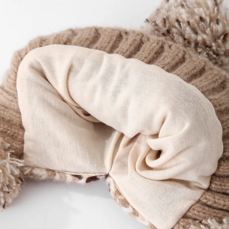 قبعة محبوكة لعيد الميلاد من American Retro Atmosphere للأطفال، قبعة محبوكة دافئة للخريف والشتاء مع حماية للأذن وبوم بوم #4