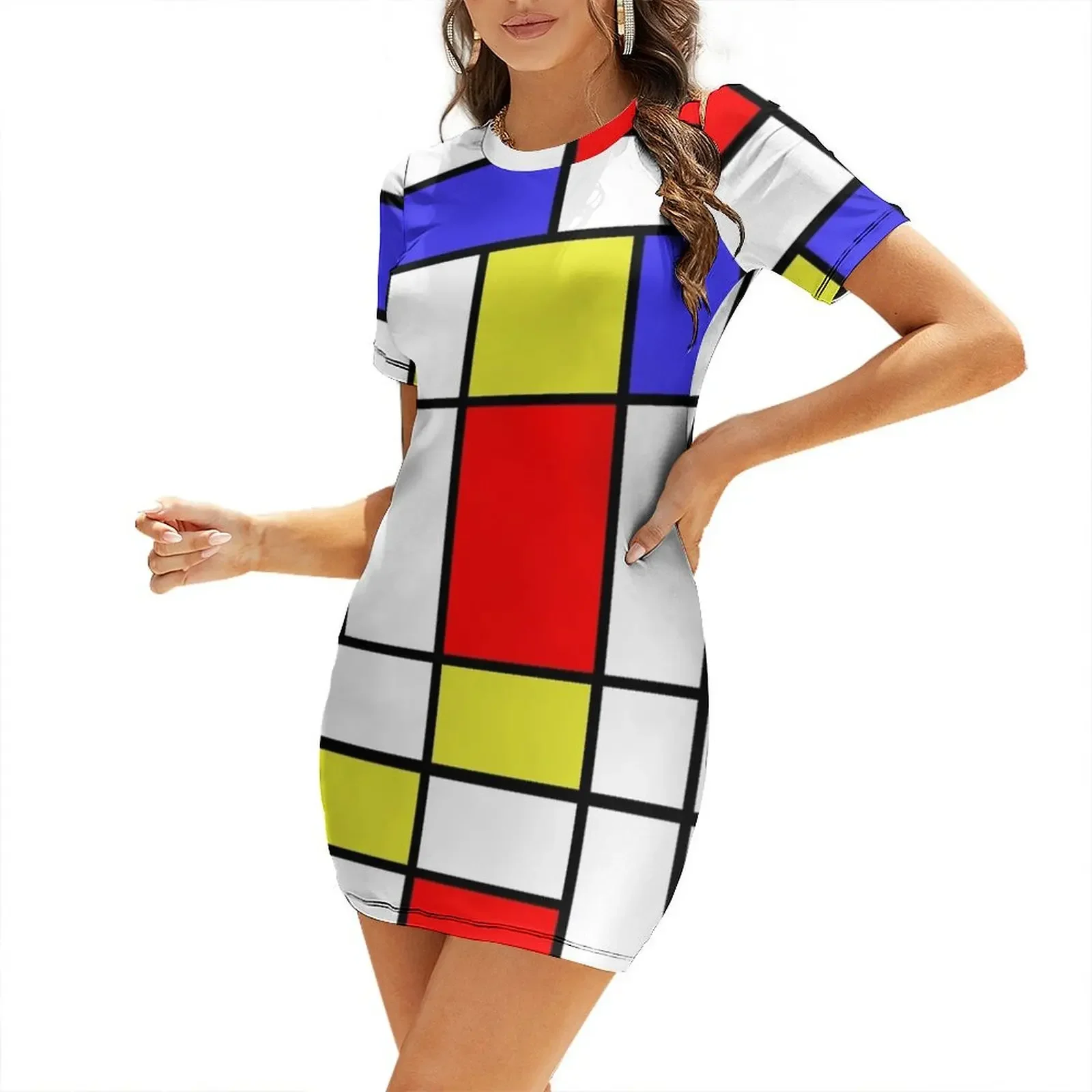 

Mondrian #58 Short-Sleeved Dress women evening dress summer dress for women 2026 Beachwear women's luxury party