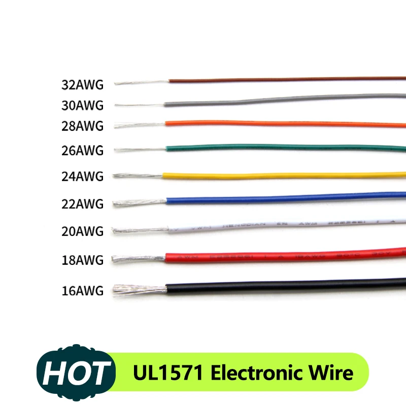 5/10M UL1571 Electronic Wire 32 30 28 26 24 22 20 18 16AWG Flexible Cable PVC Insulated Tinned Copper Environmental LED Line DIY