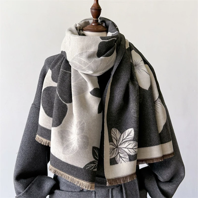 New Winter Shawl Scarves Wrap 2024 Design Cashmere Scarf Women Warm Fashion Pashmina Femal Poncho Neckerchief Echarpe Bandana