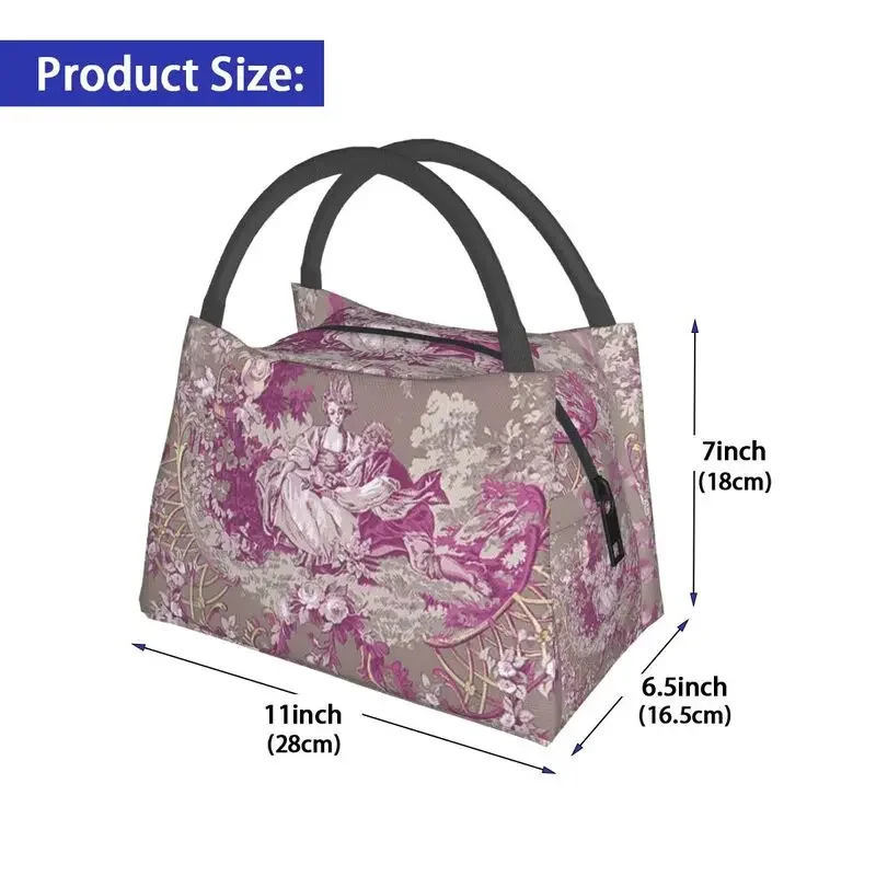 Toile De Jouy Insulated Lunch Bags for Women Waterproof Vintage French Thermal Cooler Lunch Box Office Picnic Travel