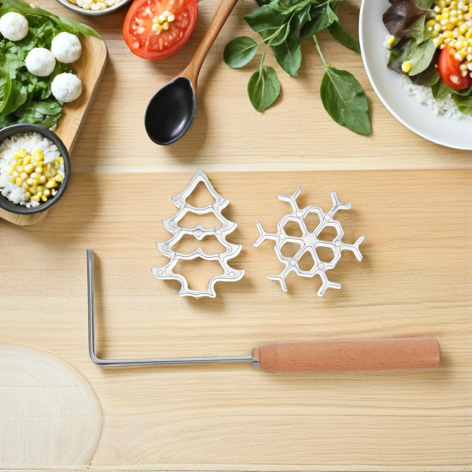 

3 Pcs Waffle Mold Bunuelos Cookie Maker to Bake Baking and Pastry Tools Aluminum Alloy Achappam Molds