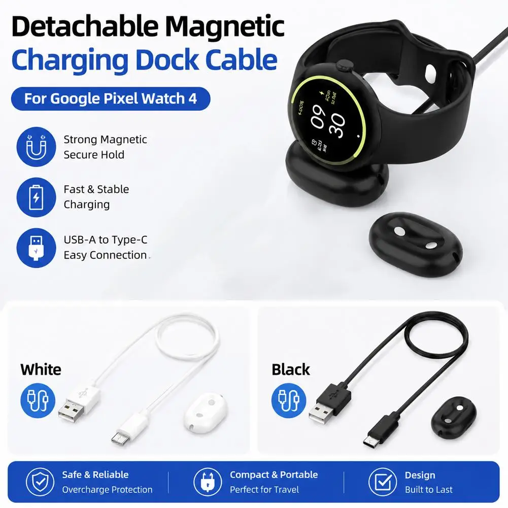 Smartwatch Dock Charger Adapter USB Charging Cable Power Charge Wire for Google Pixel Watch 4 45/41mm Smart Watch 4 Accessorie