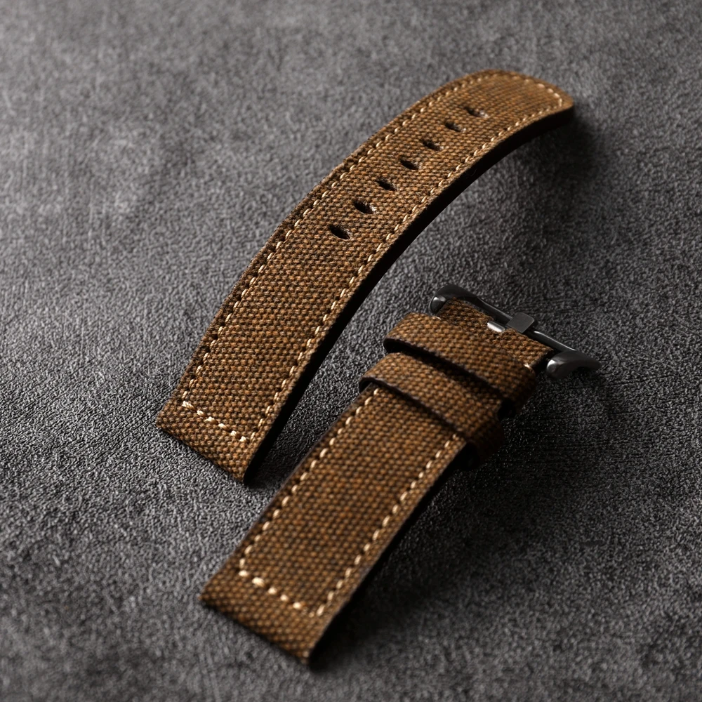 Handmade Canvas Laminated Leather Strap, 20 22 24MM Thickened, Soft And High-Grade Suitable For PAM111 441 Men\'s Bracelet