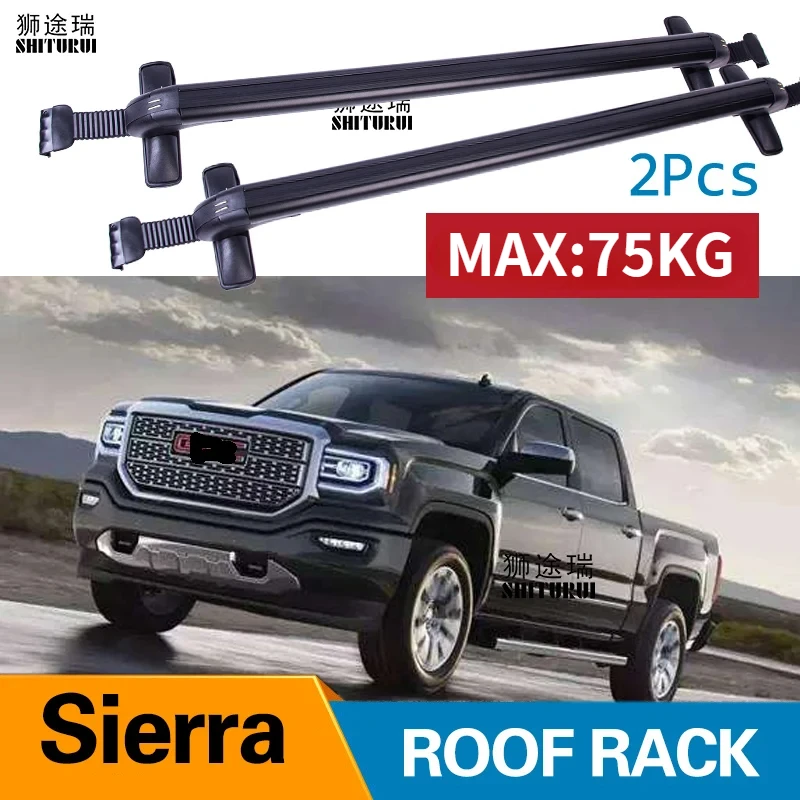 

Car Luggage Rack Crossbar Roof Rack FOR GMC Sierra , 4-dr Crew Cab, 2014- 2017 2018 2019 LOAD 100KG BAR LED roof rails