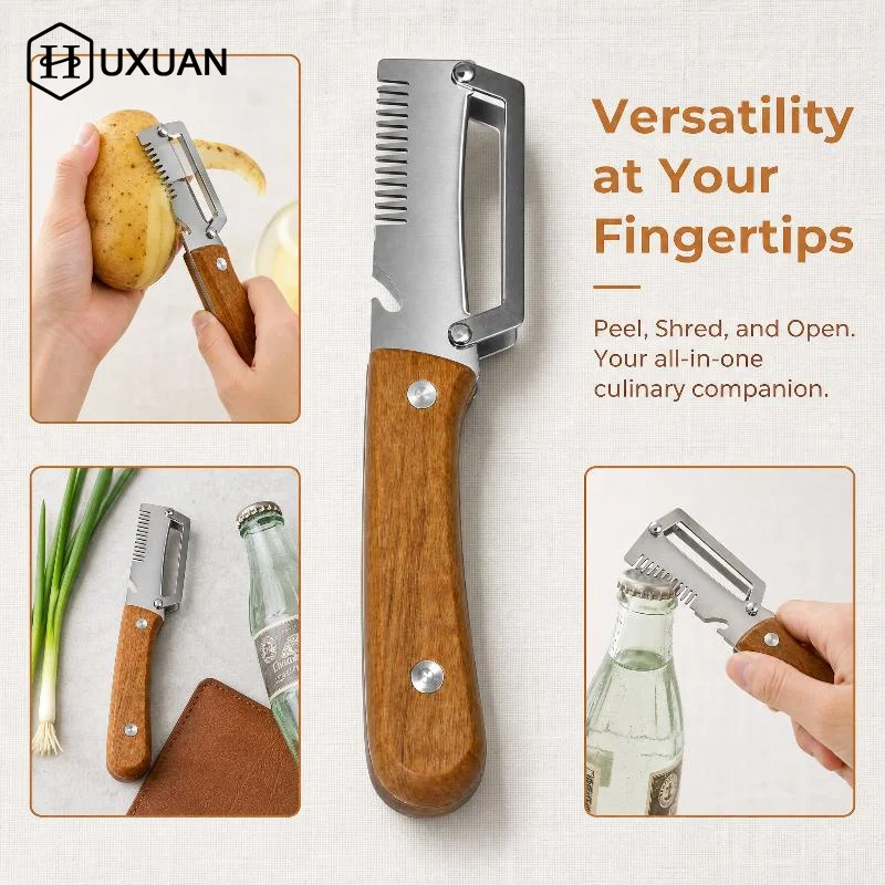 High-Quality 3-in-1 Stainless Steel Peeler with Serrated Edge for Home and Professional Use