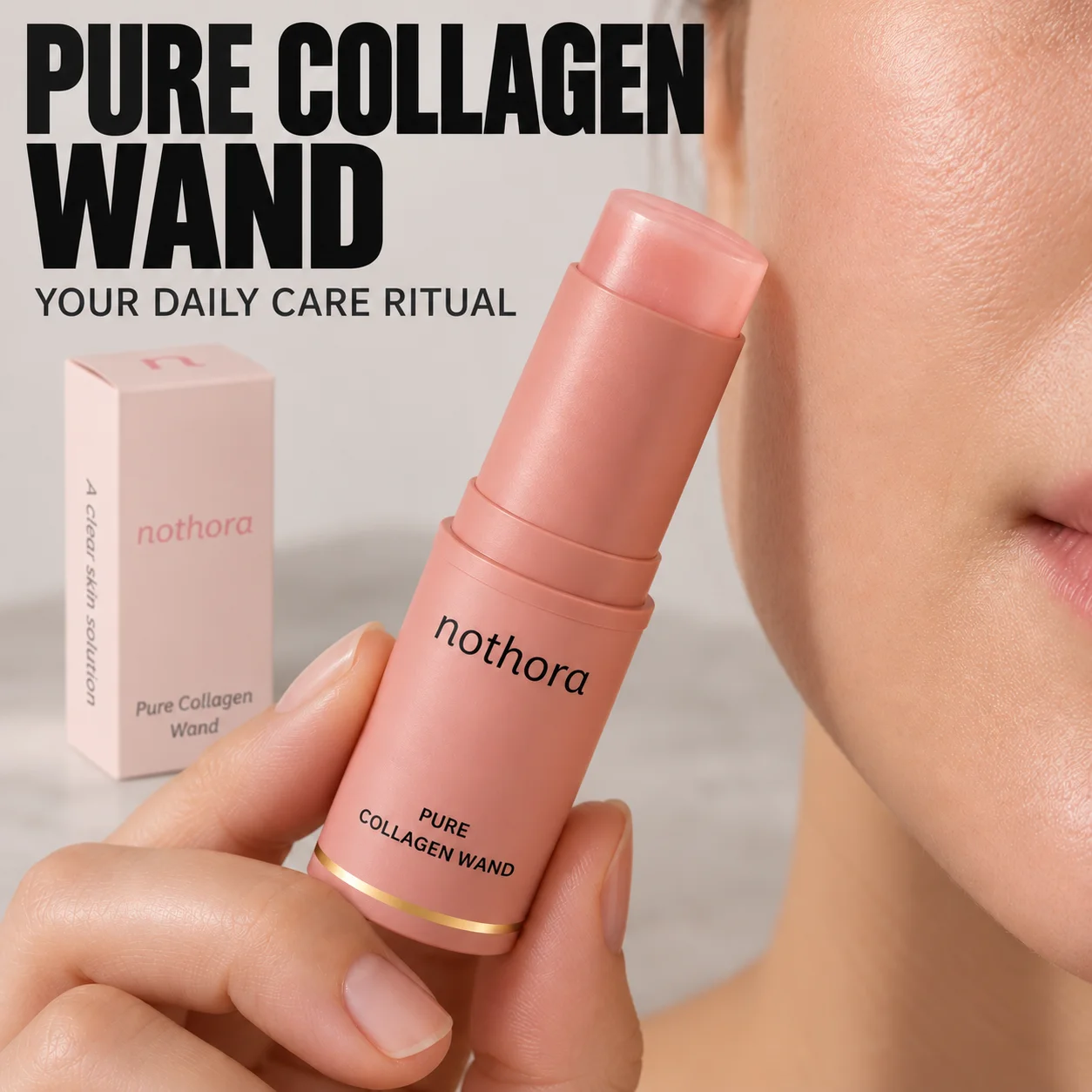 Nothora Collagen Solid Face Wand Stick Hydrating Firming Brightening Moisturizer Portable Nourishing Daily Facial Skin Care Balm
