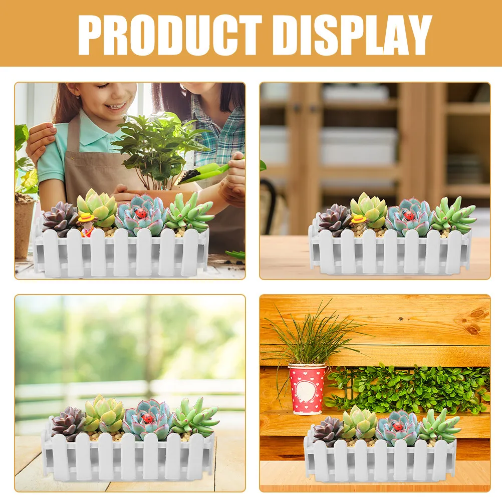 Large Plastic Planter Box Fence Shaped Window Box Outdoor Flowerpot for Vegetables Herbs Balcony Patio Garden Indoor Decor
