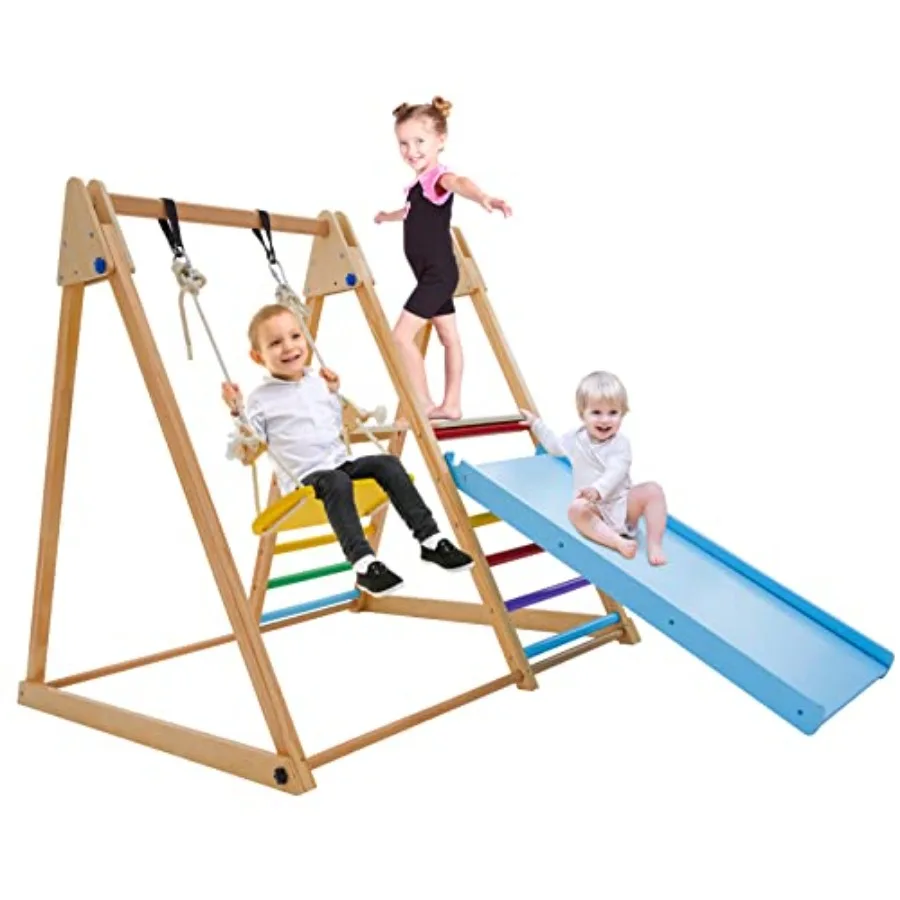 

4 in 1 Indoor Playground for Toddlers Aged 26: Climbing Gym with Swing Climber Slide and Balance Beam for Safe Indoor Play and