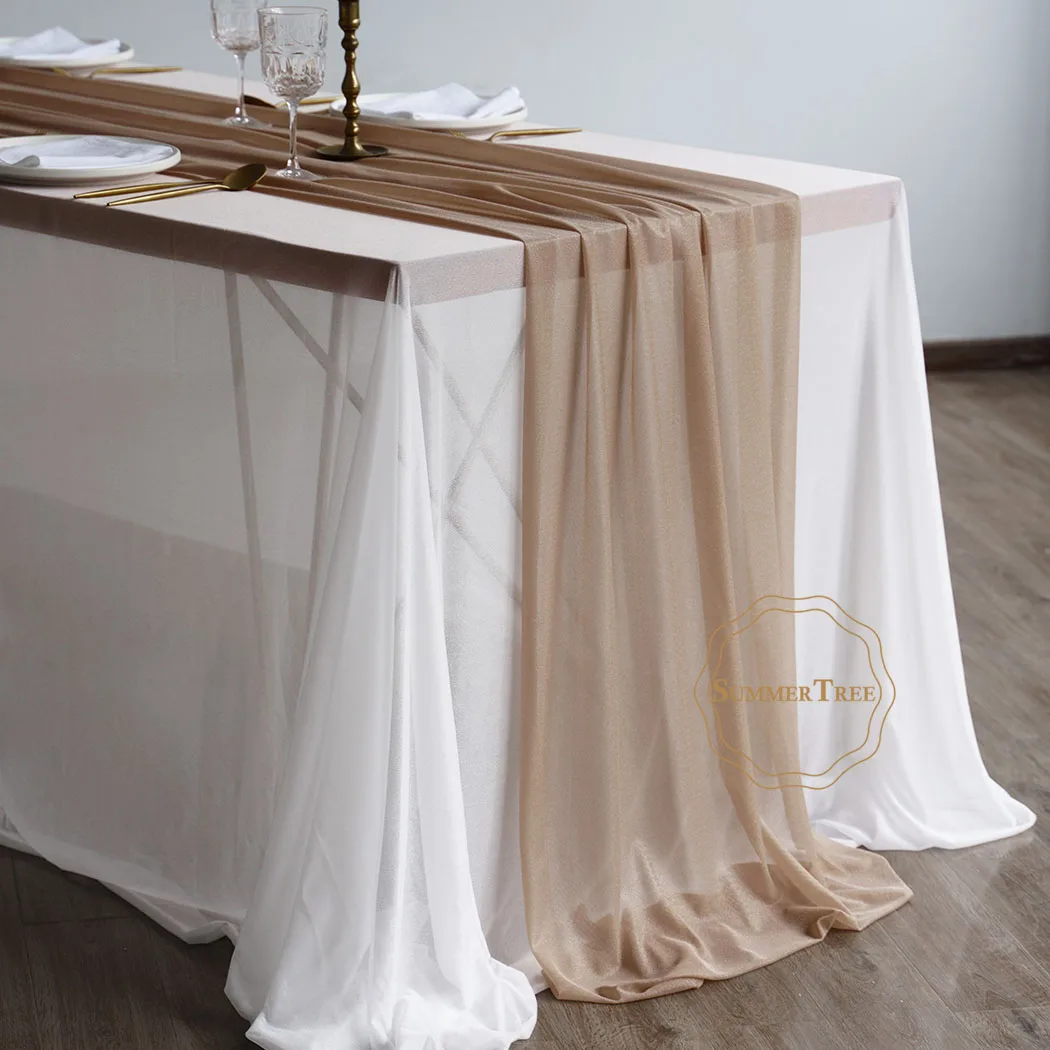 Sheer Table Runner Light Brown Khaki Elegant Wedding Rustic Mariage Princess Romantic Weddings and Fabulous Parties Decoration