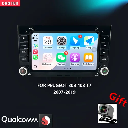 Chstek-プジョー用マルチメディアプレーヤー,カーラジオ,ナビゲーション,Bluetooth,wifi,4g,Android 13, 256g,プジョー308 sw 408 t7 2007-2019