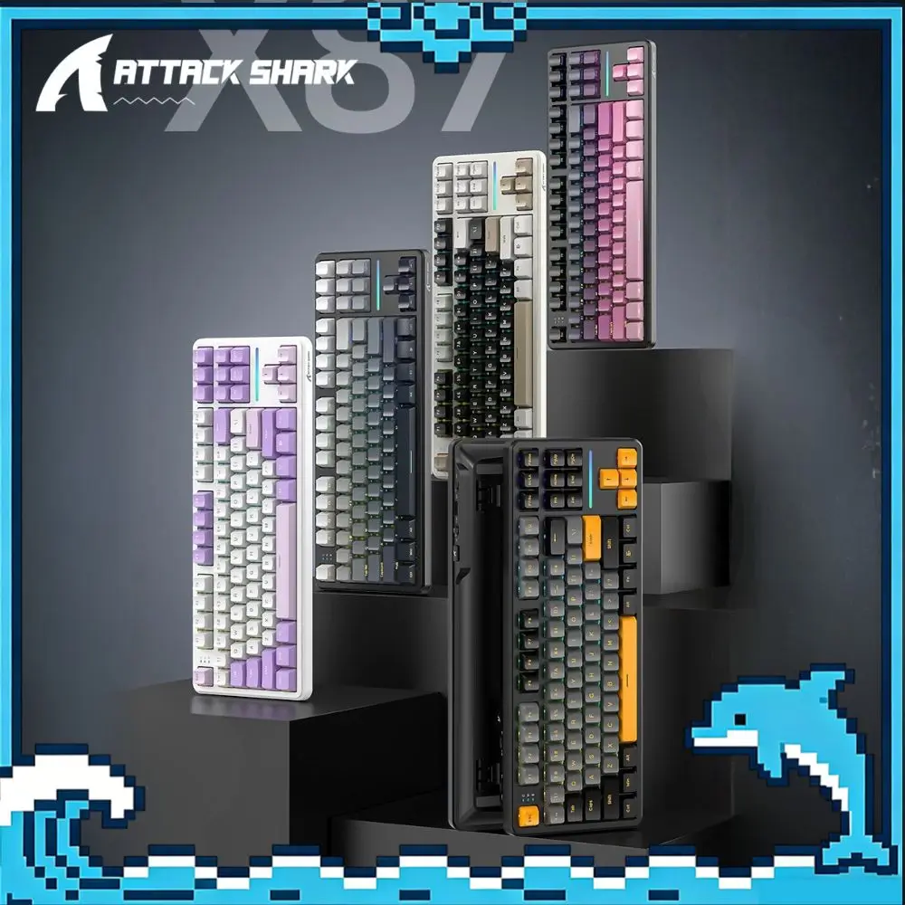 ATTACK SHARK X87 Mechanical Gaming Keyboard Tri-Mode Wireless 2.4G Long Battery Life Gasket RGB Hot Swappable Custom Keyboard