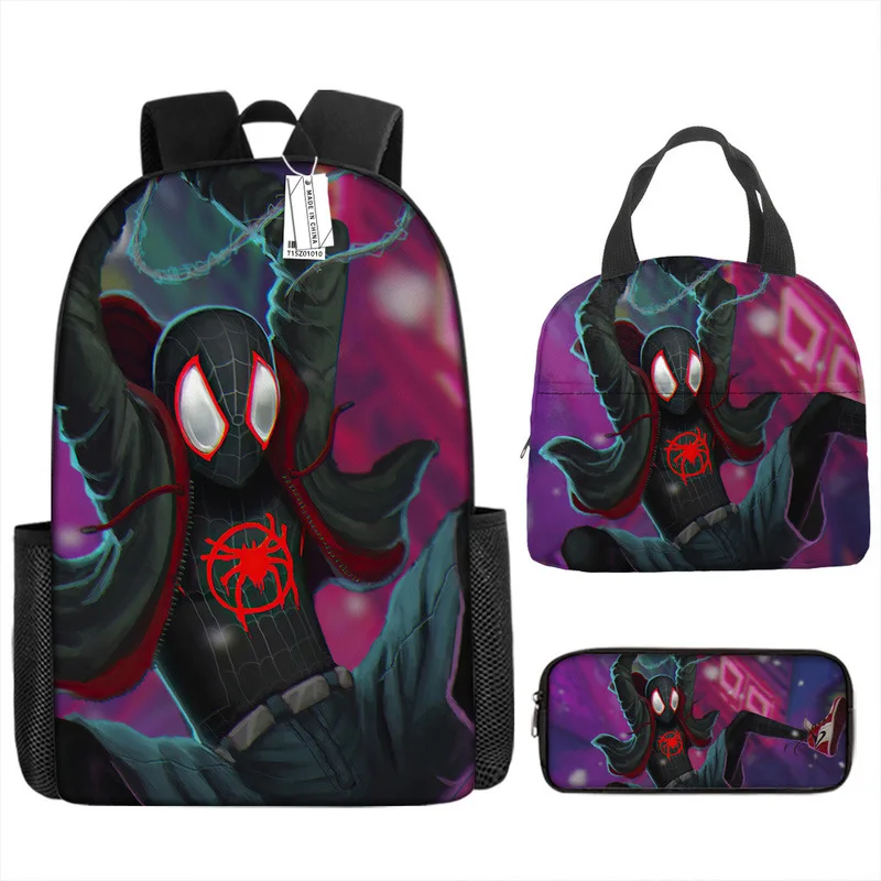 2024 New Spiderman Cartoon Schoolbag Primary School Junior High School Students Large-capacity Backpack Three-piece Suit