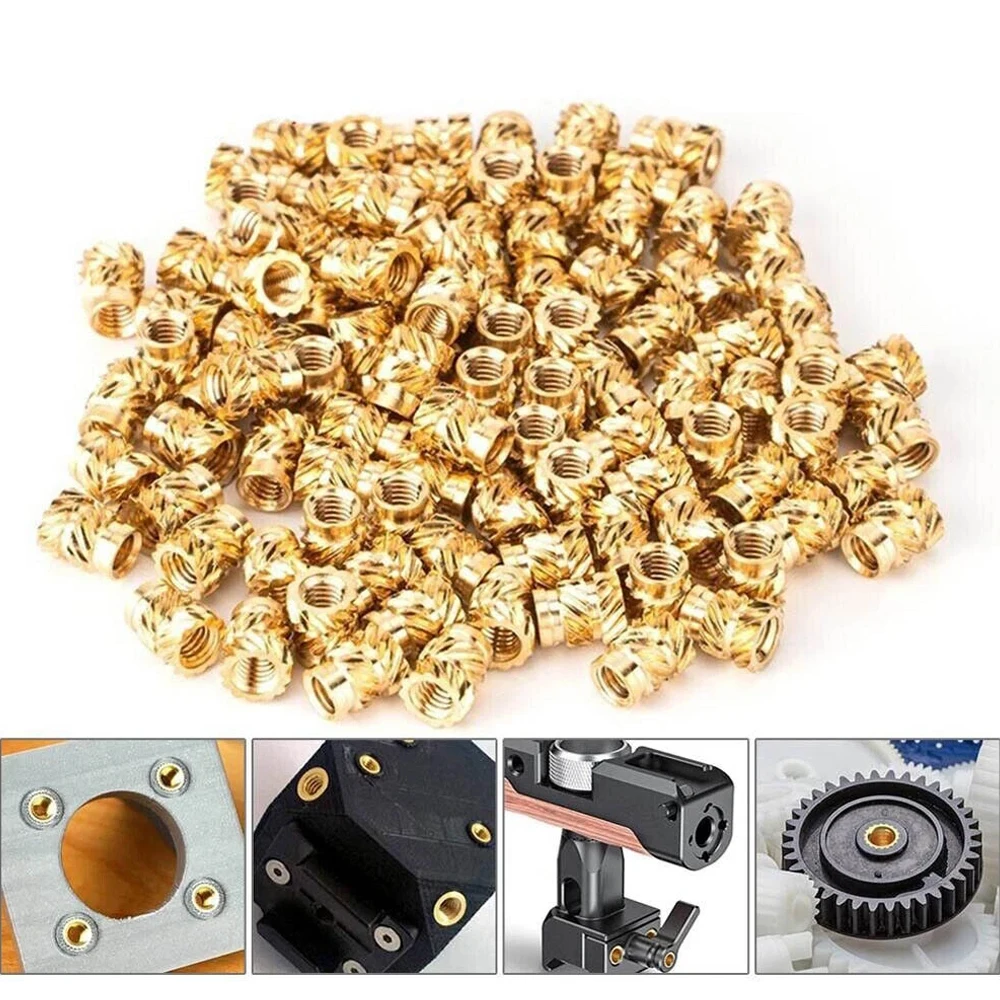 Brass Knurl Threaded Insert Nuts Injection Molded Heat Set Insert Nut for 3D Printing Plastic Parts Repair M3 M4 M5