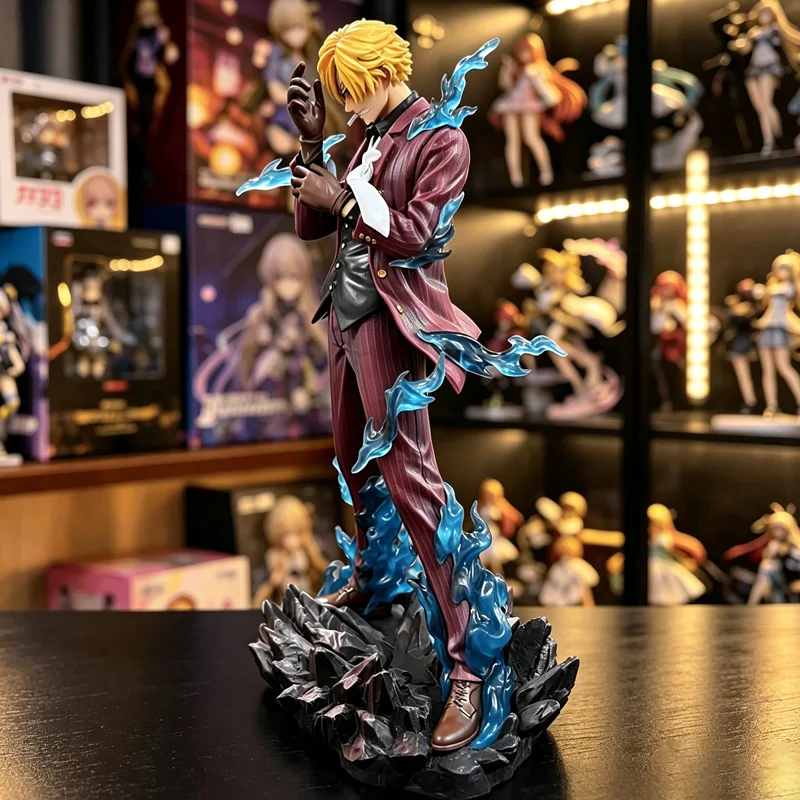 One Piece Wano Saga Sanji Vinsmoke Action Statue, Devil Wind Foot Blue Flame Effect Parts, High-finish Hand-paintedModelOrnament view 6