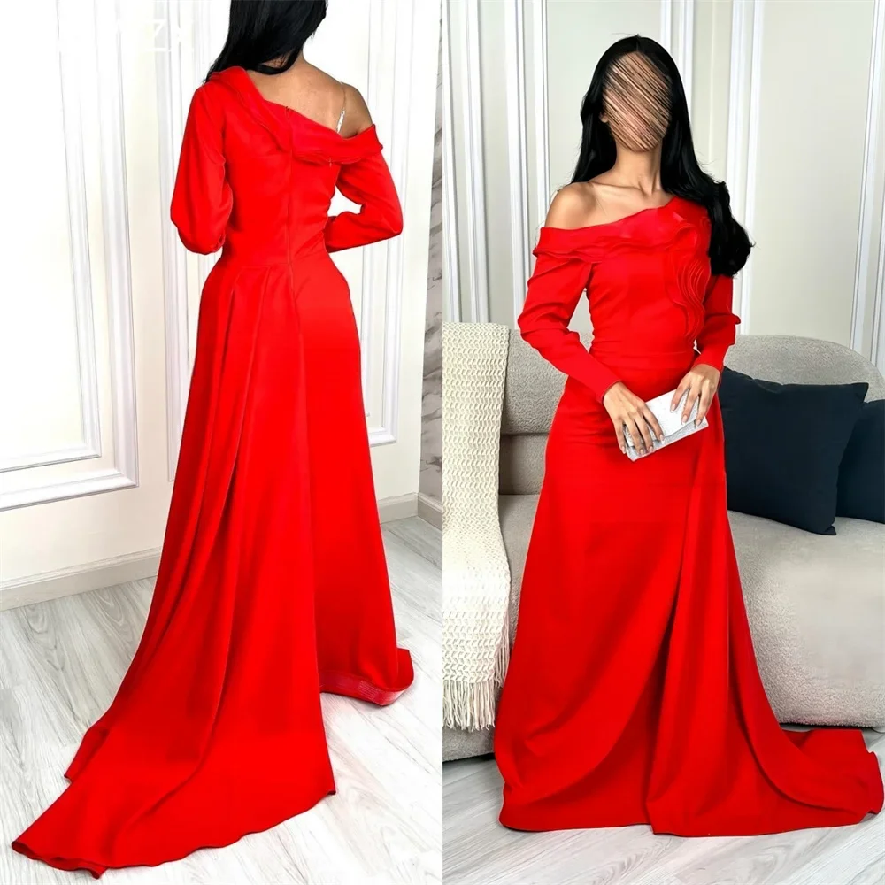 

Customized Evening Dress Party Occasion Formal Women YPMWZX Off-the-shoulder Mermaid Floor Length Skirts Draped Fold Bespo