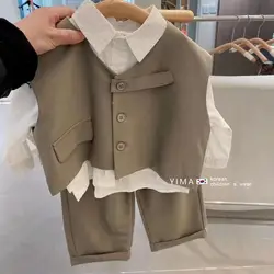 Conjunto de tres piezas para niño y bebé, traje informal, chaleco a la moda, novedad de otoño, 2024