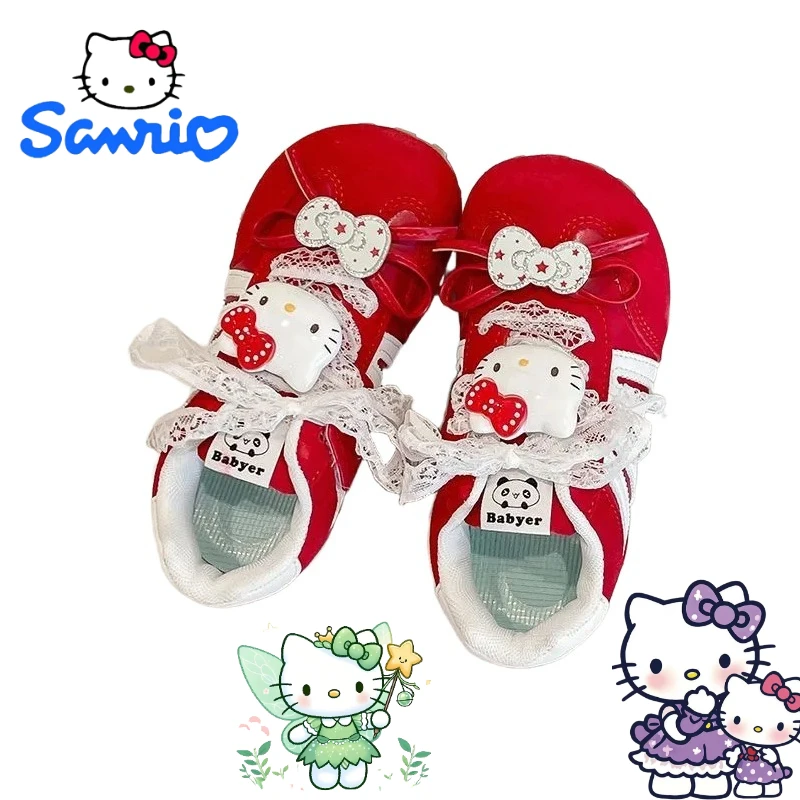 

Sanrio Hello Kitty, милая студенческая повседневная спортивная обувь с героями мультфильмов, креативная осенняя красная обувь в стиле каваи de-xun, обувь на мягкой подошве, обувь для игры A