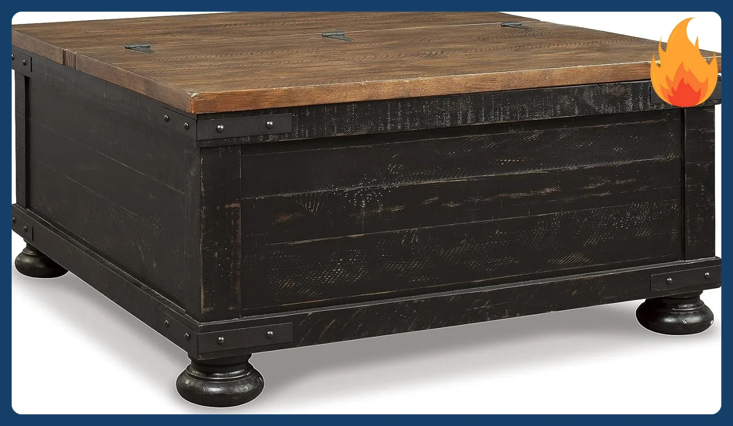 [New Arrival!]Valebeck Farmhouse Lift Top Coffee Table with Storage, Distressed Brown & Black Finish