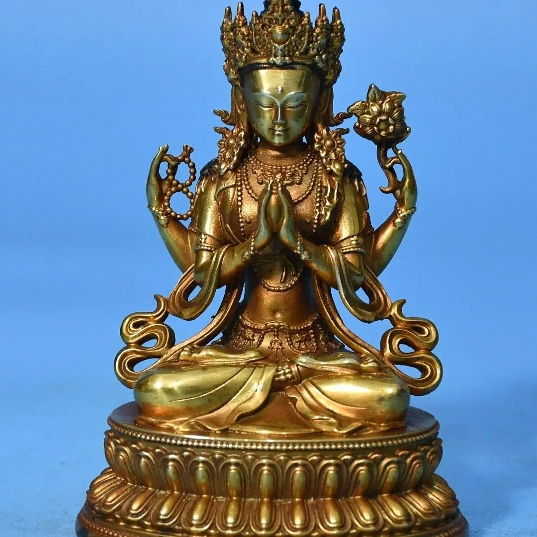 Tibetan Four-Armed Tara guanyin godness Statue Sculpture Figurine Home Decoration Accessories
