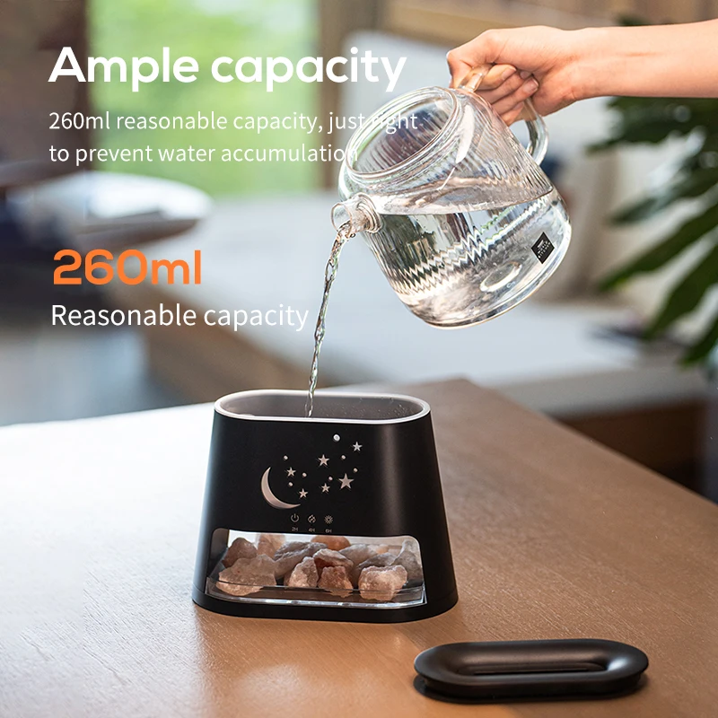 Salt Rock Lamp with Flame Effect, Aroma Diffuser & Humidifier, 7-Color USB Essential Oil Diffuser with Large Mist for Home