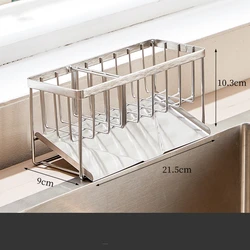 304 Stainless Steel Household Multifunctional Drainage Storage Rack Kitchen Sink Hand Soap Steel Wire Ball Cloth Storage Basket