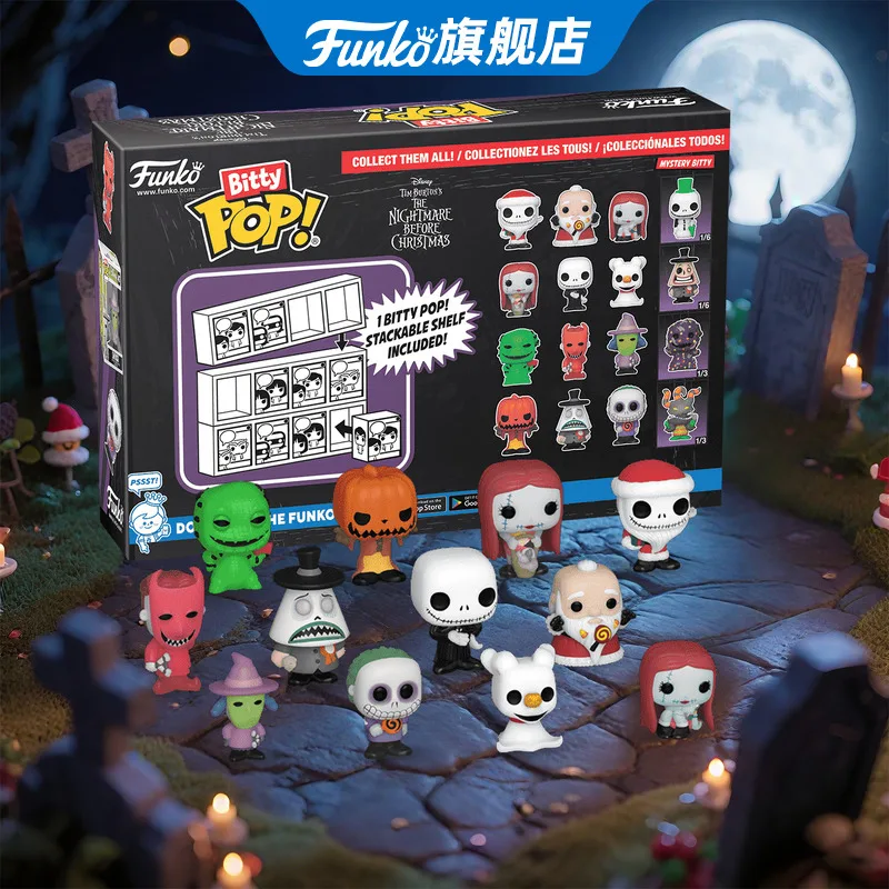 

Disney Funko Bitty Pop! Кошмар перед Рождеством, 4 упаковки, периферийные фигурки, игрушки для мальчиков, подарки, коллекционные украшения
