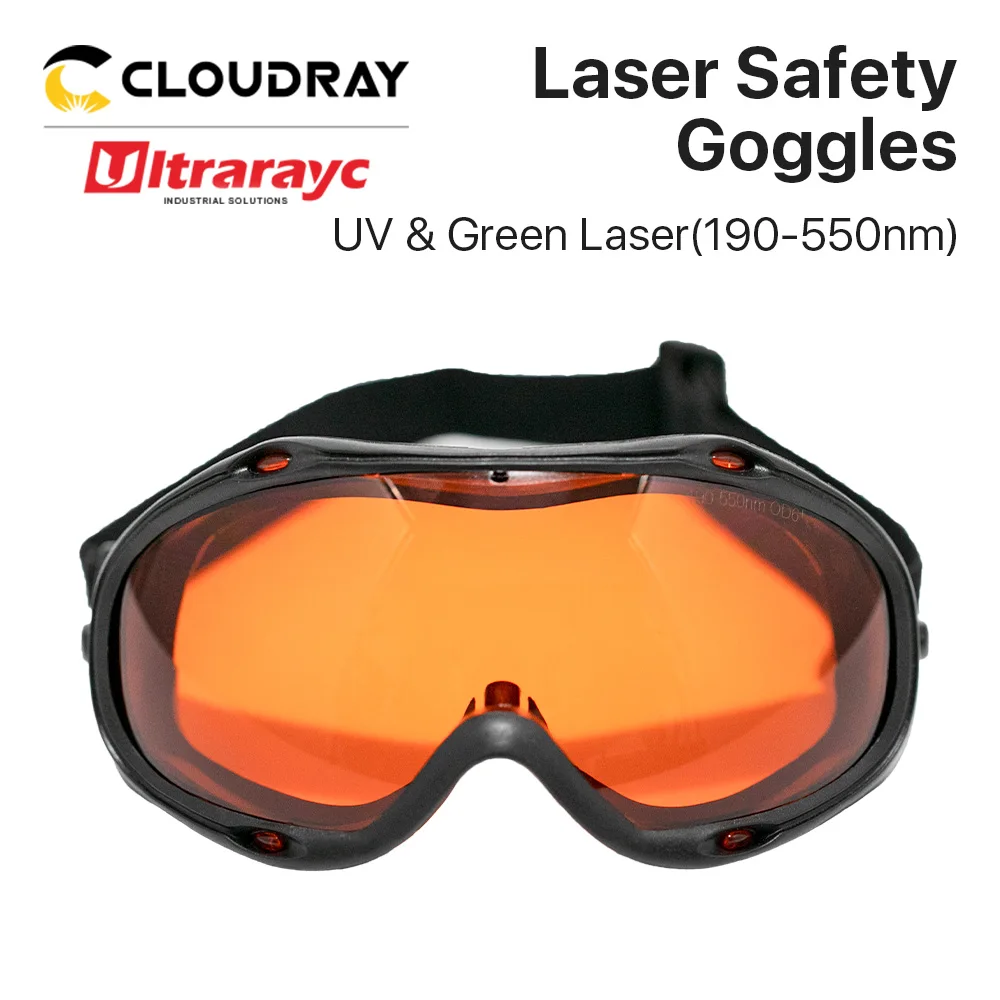 Ultrarayc-gafas de seguridad láser 190-550nm OD6 + UV y verde, gafas de protección CE para máquina láser UV y verde