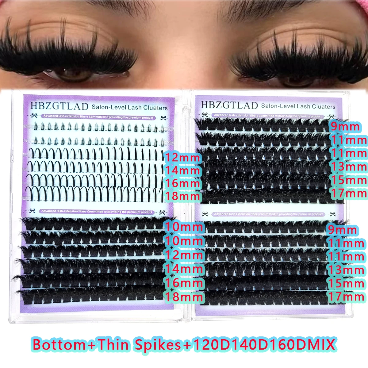 HBZGTLAD 60D-180D Volumen-Wimperncluster mit Spikes, Einzelwimpern-Cluster-Extensions, DIY Fairy/Manga-Stil – Detail 20