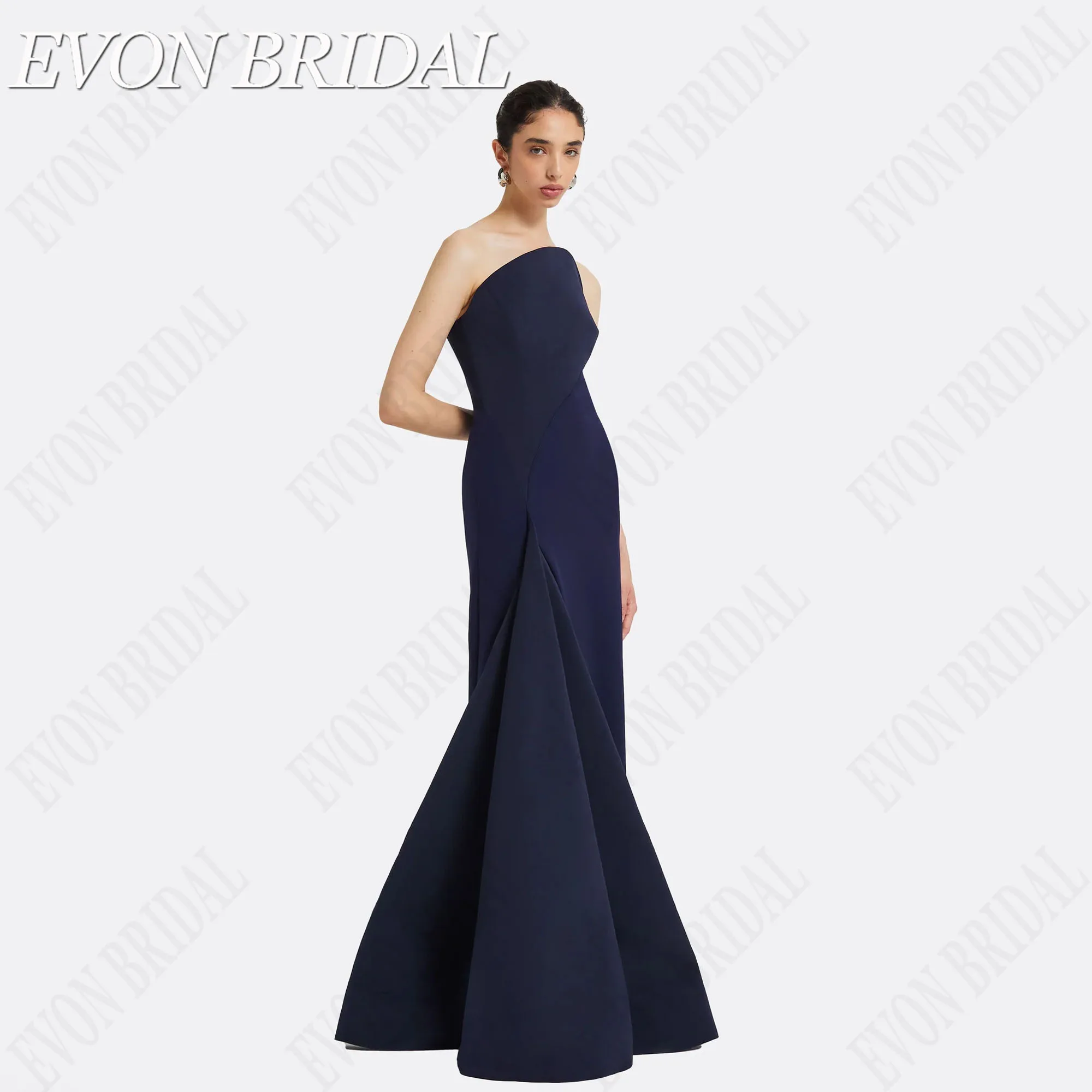EVON BRIDAL Eenvoudige strapless mouwloze avondjurk zonder rugleuning Satijn فساتين للمناسبات الخاصة Vloerlengte feestjurken aangepast Eenvoudige strapless mouwloze avondjurk rugloos satijn jurken voor speciale gelegen