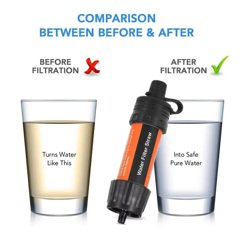 A24U For Hiking Water Filter Straw For Camping Portable Water Purifier For Backpacking Emergency Survival Gear