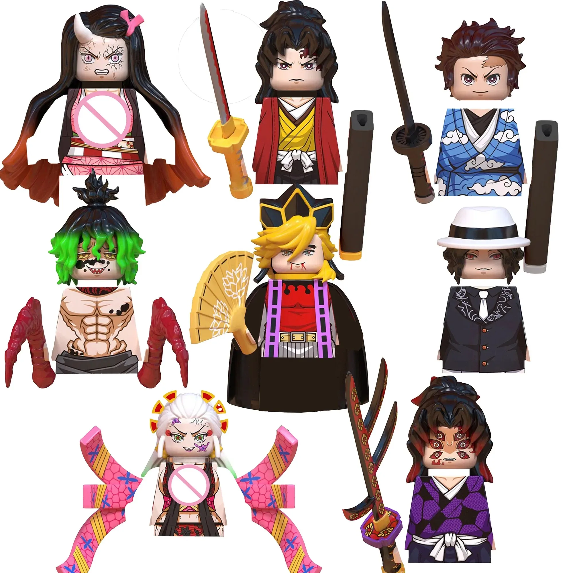 WM6116 WM6137 WM6162 japonais Anime samouraï Tanjirou Nezuko Kyoujurou Giyuu Mini blocs de construction briques poupées figurines d'action jouet