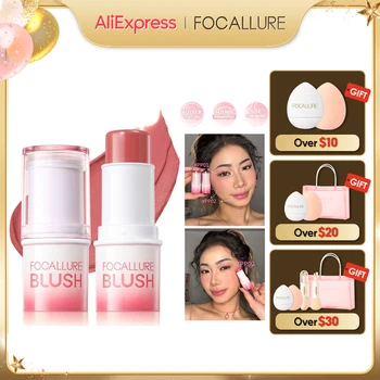FOCALLURE 다용도 블러시 스틱, 고색소 소프트 매트 페이스 블러셔 펜, 하이라이터 프로 크림, 버터 메이크업 화장품, 3 in 1