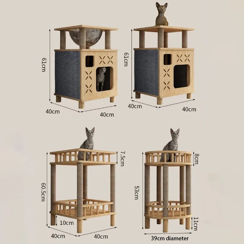 Wooden Cats Lair Scratchers Tree Claw Beds and Furniture Scratching Post Toys Cat Supplies Accessories Hiding House for Cat