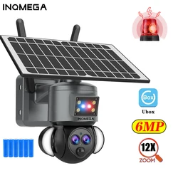 INQMEGA 6MP 12X PTZ Camera Outdoor Two Way Audio 4G Cam Security Camera Home with Extend Cable  Solar Powered Camera for Farm