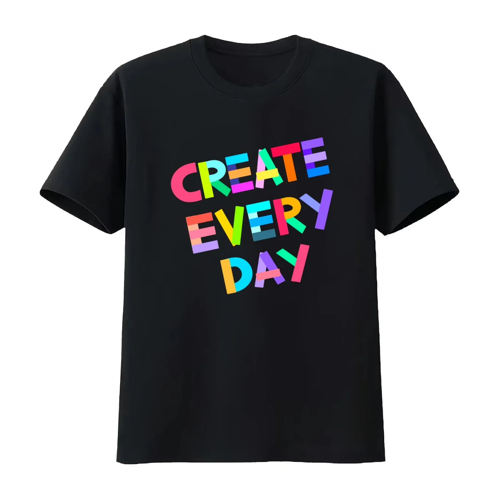 Create Every Day T-Shirt Summer Casual Cotton Tee Oversized Streetwear Tops Vintage Graphic Print Loose Fit Short Sleeve